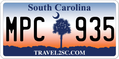 SC license plate MPC935