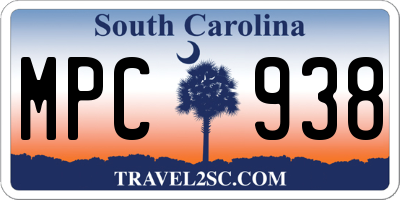 SC license plate MPC938
