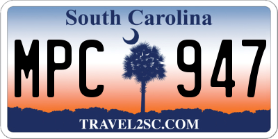 SC license plate MPC947