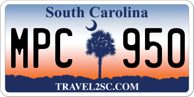 SC license plate MPC950