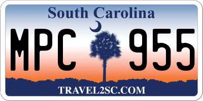 SC license plate MPC955