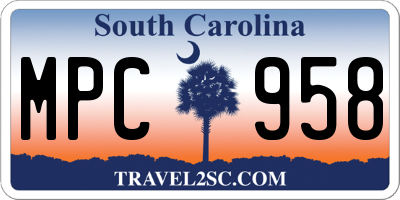 SC license plate MPC958