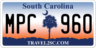 SC license plate MPC960