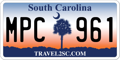 SC license plate MPC961