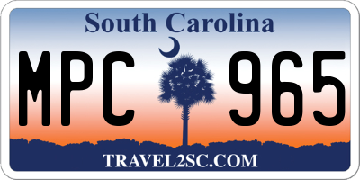 SC license plate MPC965