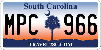 SC license plate MPC966