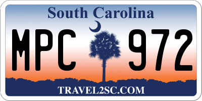 SC license plate MPC972