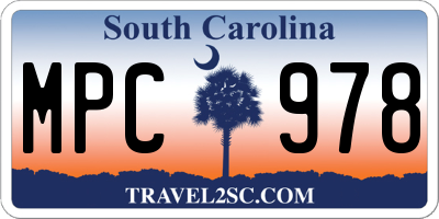 SC license plate MPC978