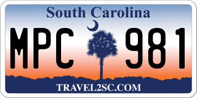SC license plate MPC981