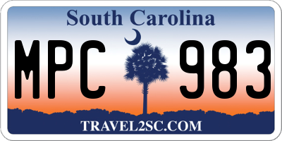 SC license plate MPC983