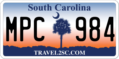 SC license plate MPC984