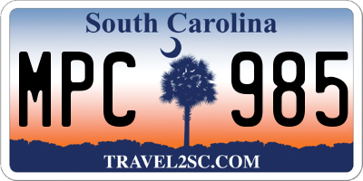 SC license plate MPC985