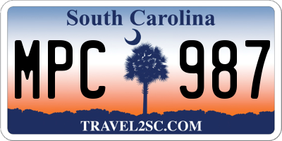 SC license plate MPC987
