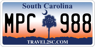 SC license plate MPC988