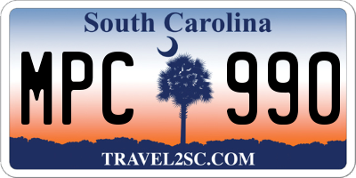 SC license plate MPC990