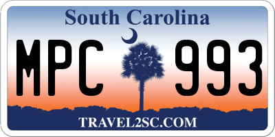 SC license plate MPC993