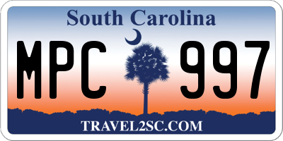 SC license plate MPC997