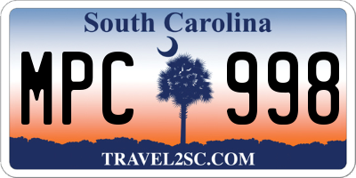SC license plate MPC998