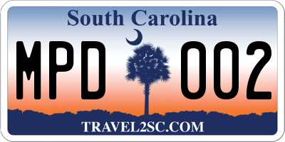 SC license plate MPD002