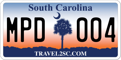 SC license plate MPD004