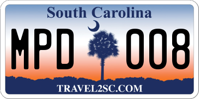 SC license plate MPD008