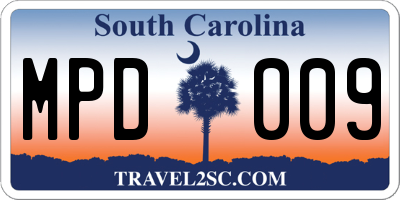 SC license plate MPD009