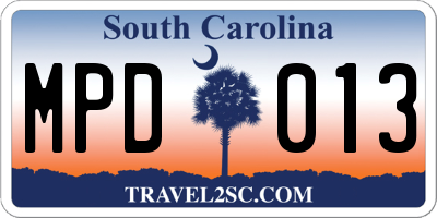 SC license plate MPD013