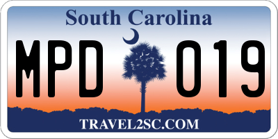 SC license plate MPD019