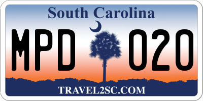 SC license plate MPD020