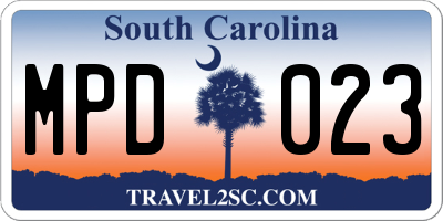 SC license plate MPD023