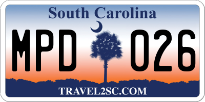 SC license plate MPD026
