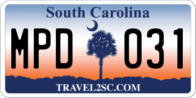 SC license plate MPD031