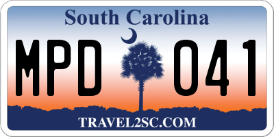 SC license plate MPD041