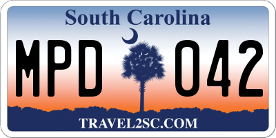 SC license plate MPD042