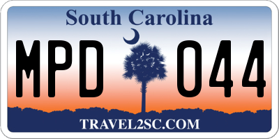 SC license plate MPD044