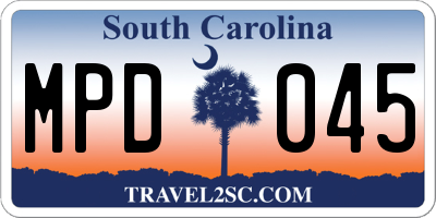 SC license plate MPD045