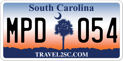 SC license plate MPD054