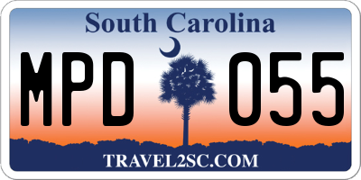 SC license plate MPD055