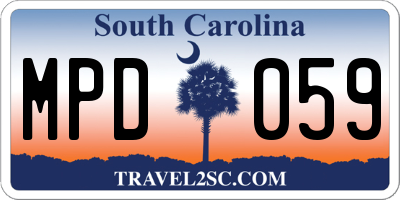 SC license plate MPD059