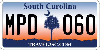 SC license plate MPD060