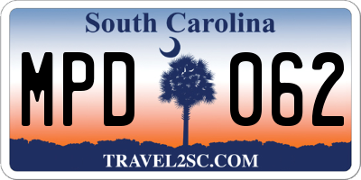 SC license plate MPD062