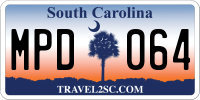 SC license plate MPD064