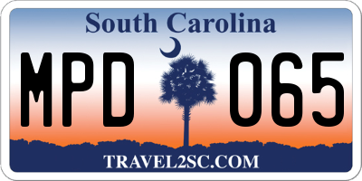 SC license plate MPD065