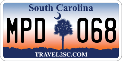 SC license plate MPD068
