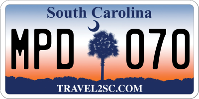 SC license plate MPD070