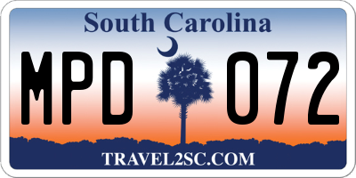 SC license plate MPD072
