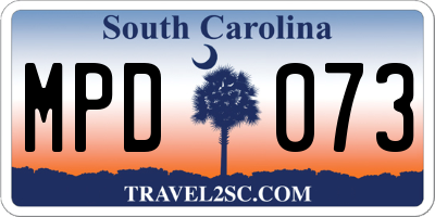 SC license plate MPD073