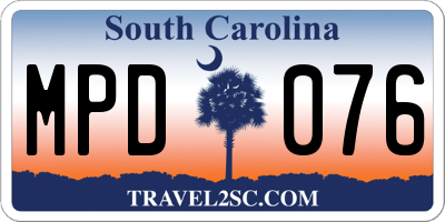 SC license plate MPD076