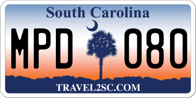 SC license plate MPD080