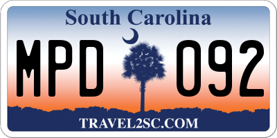 SC license plate MPD092